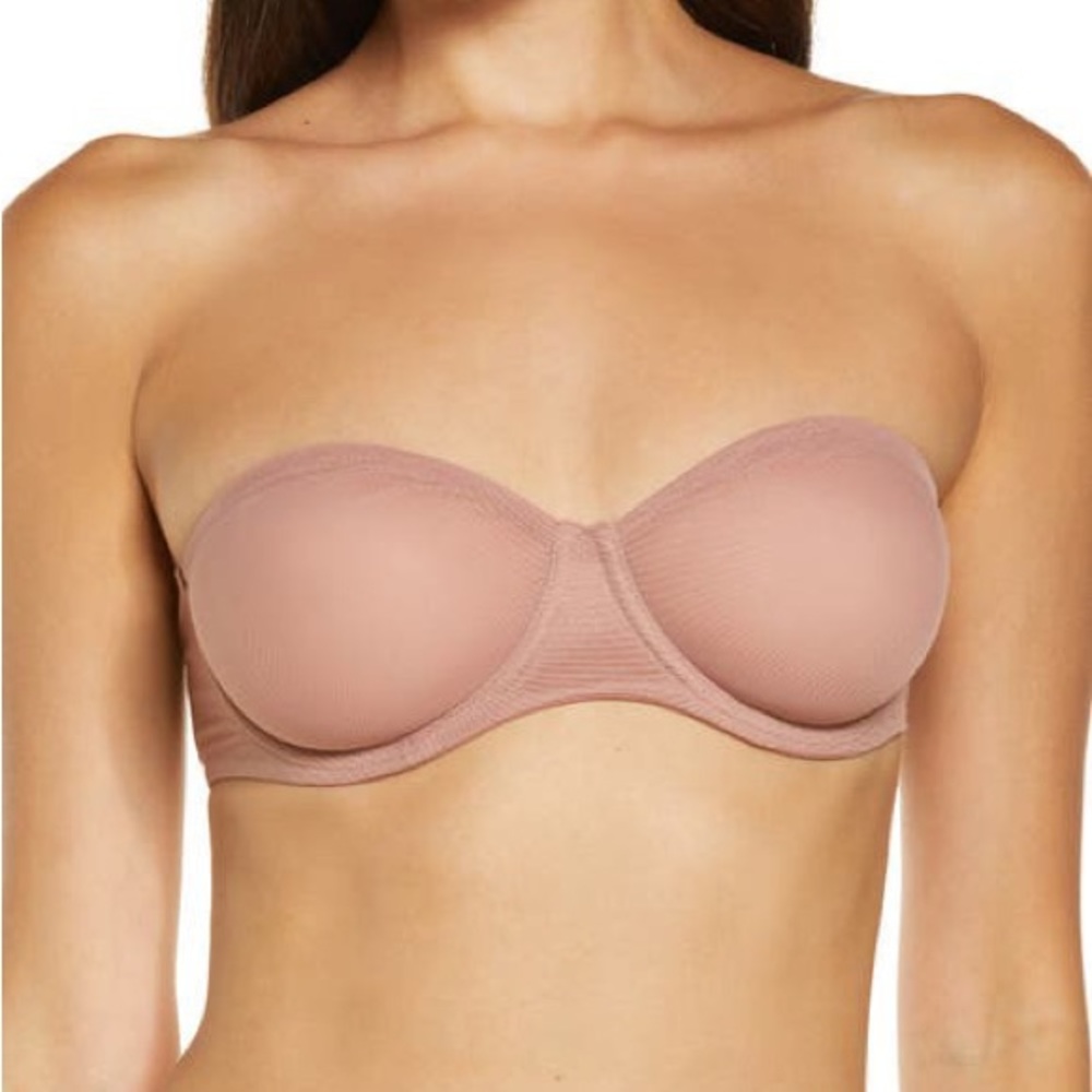NWT Skims Ultra Fine Mesh Strapless Bra in Rose Clay Size 32B